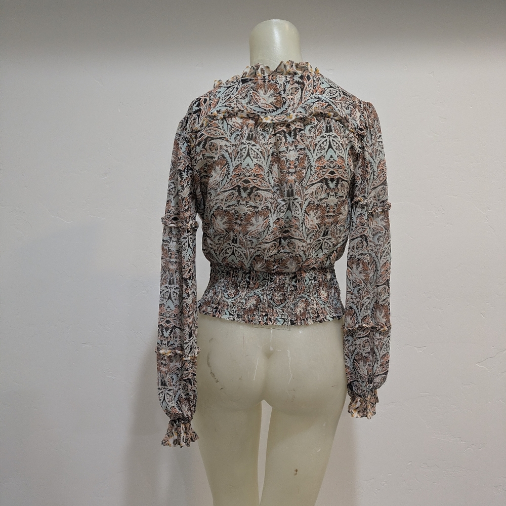 Anthropologie Multicolor Ruffle V-Neck Top - Picture 9 of 10
